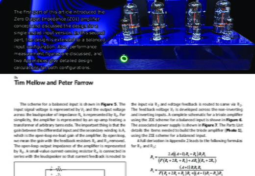 A low-feedback triode amplifier with zero output impedance - Part 2 (Mellow &amp; Farrow)